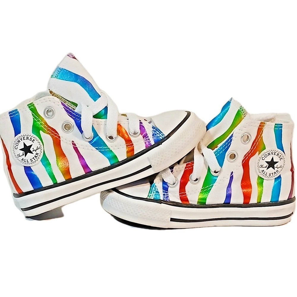 Converse Girls‎ Sneakers Infant Size 6 High Top Rainbow Stripe Kidcore 767603F
